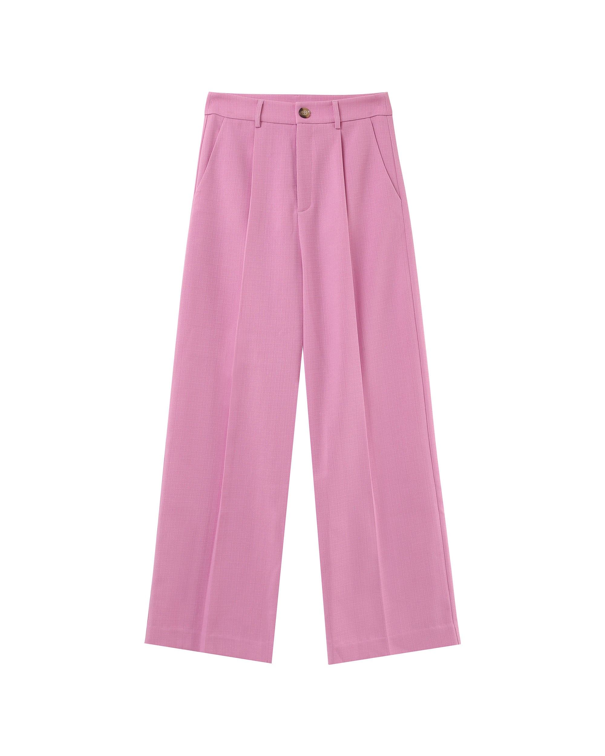 Pantalon droit a plis rose Pierre