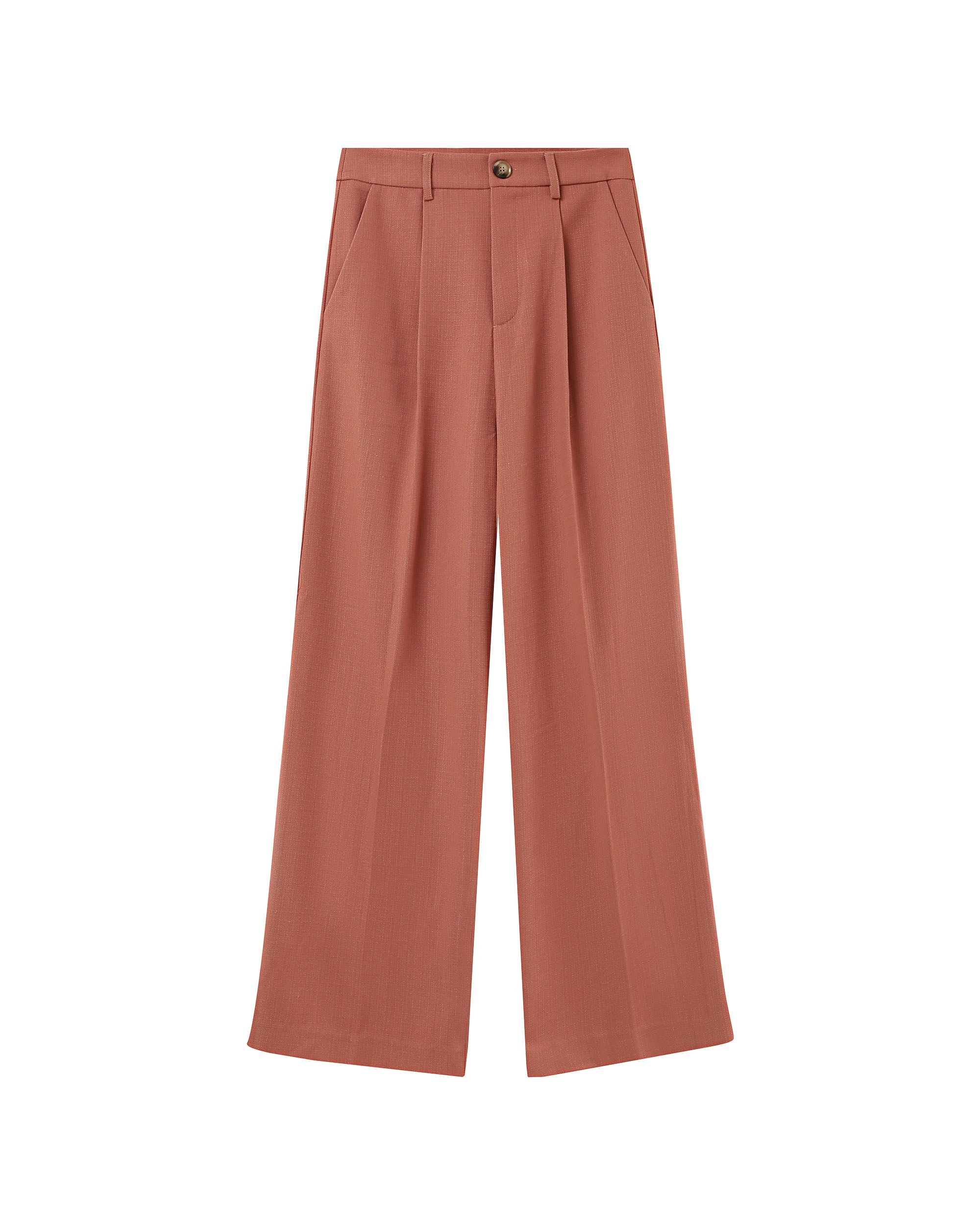 Pantalon droit a plis terracotta Pierre