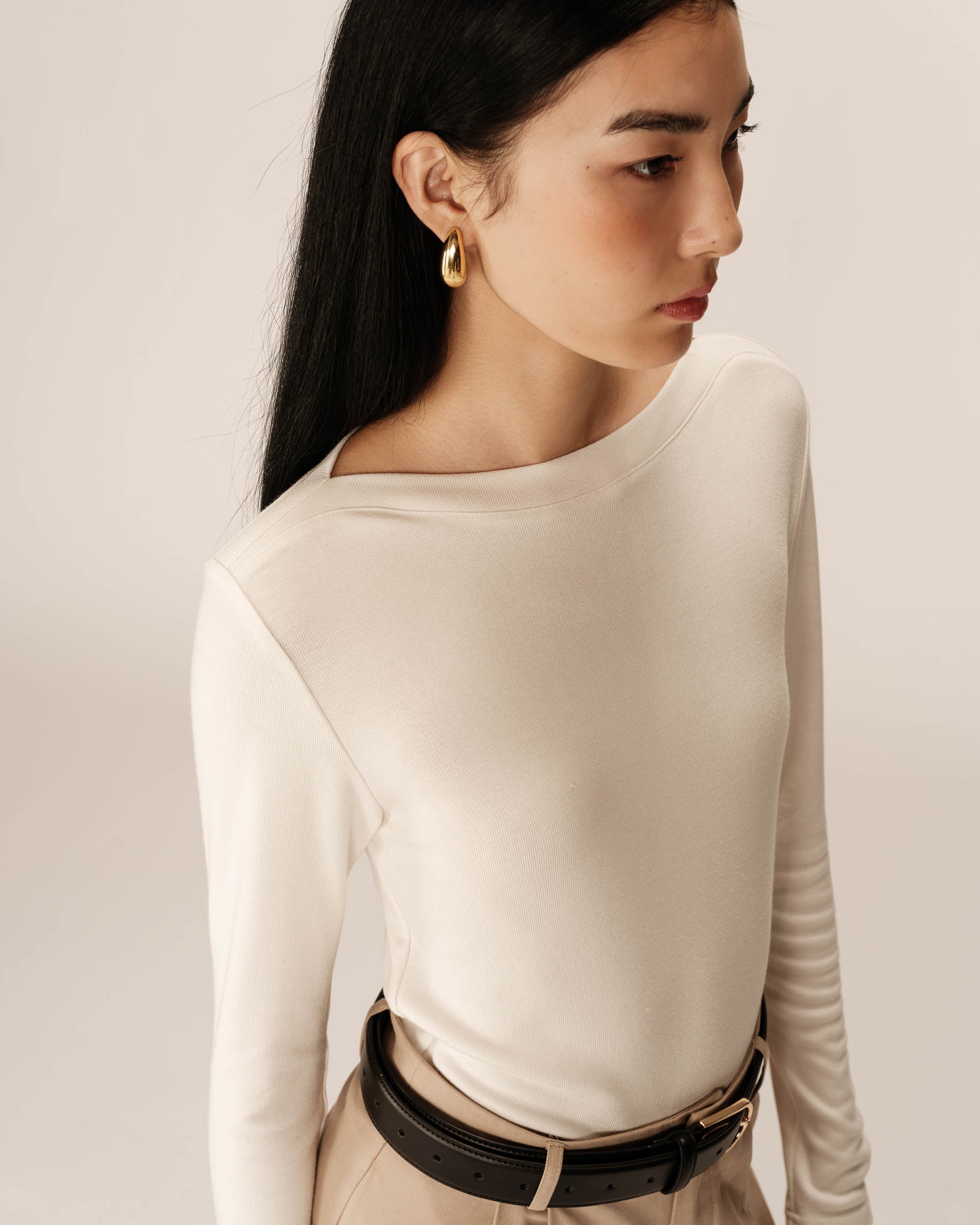 Longsleeved jersey top ecru Pierrot_13095