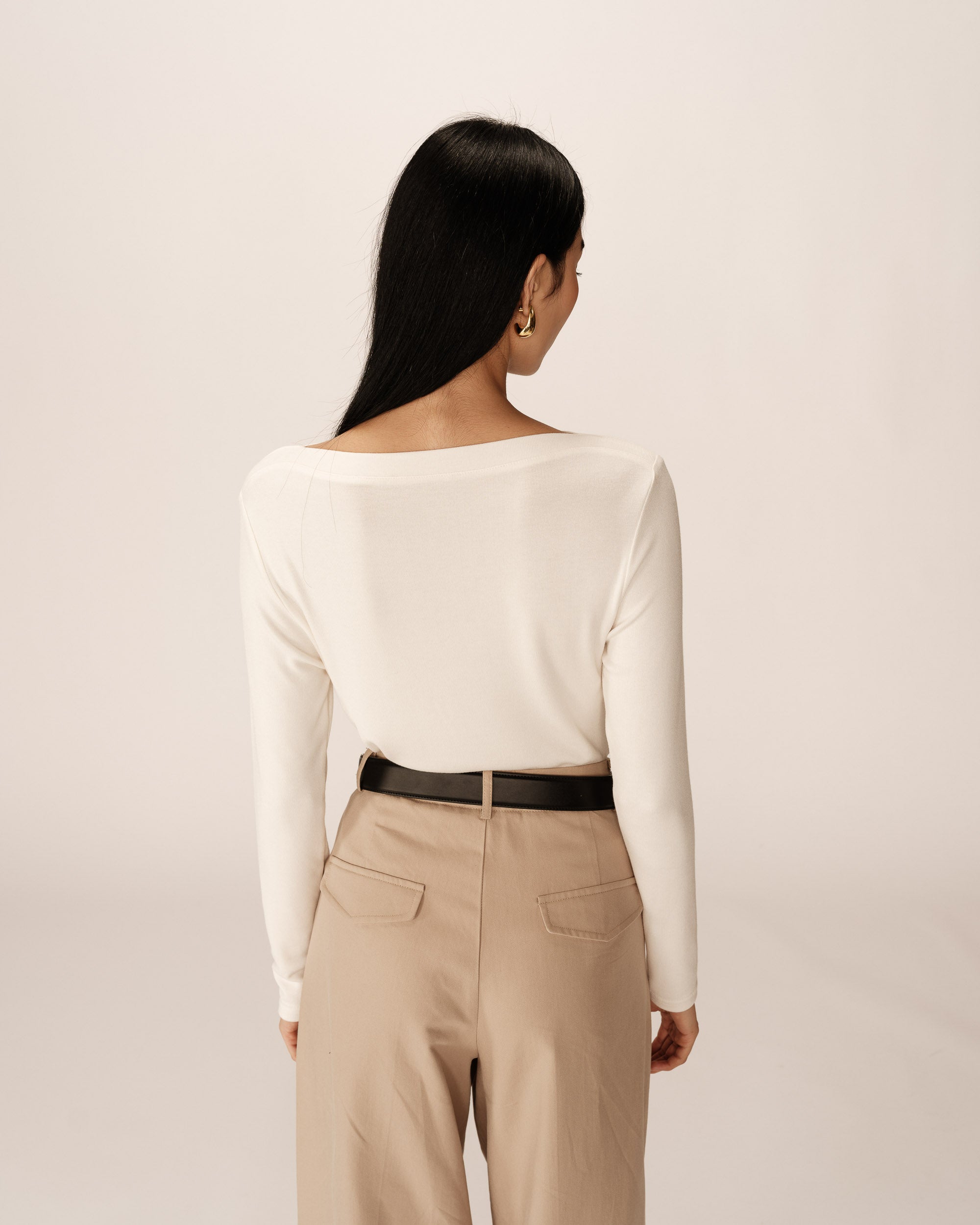 Longsleeved jersey top ecru Pierrot_13095