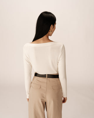 Longsleeved jersey top ecru Pierrot_13095
