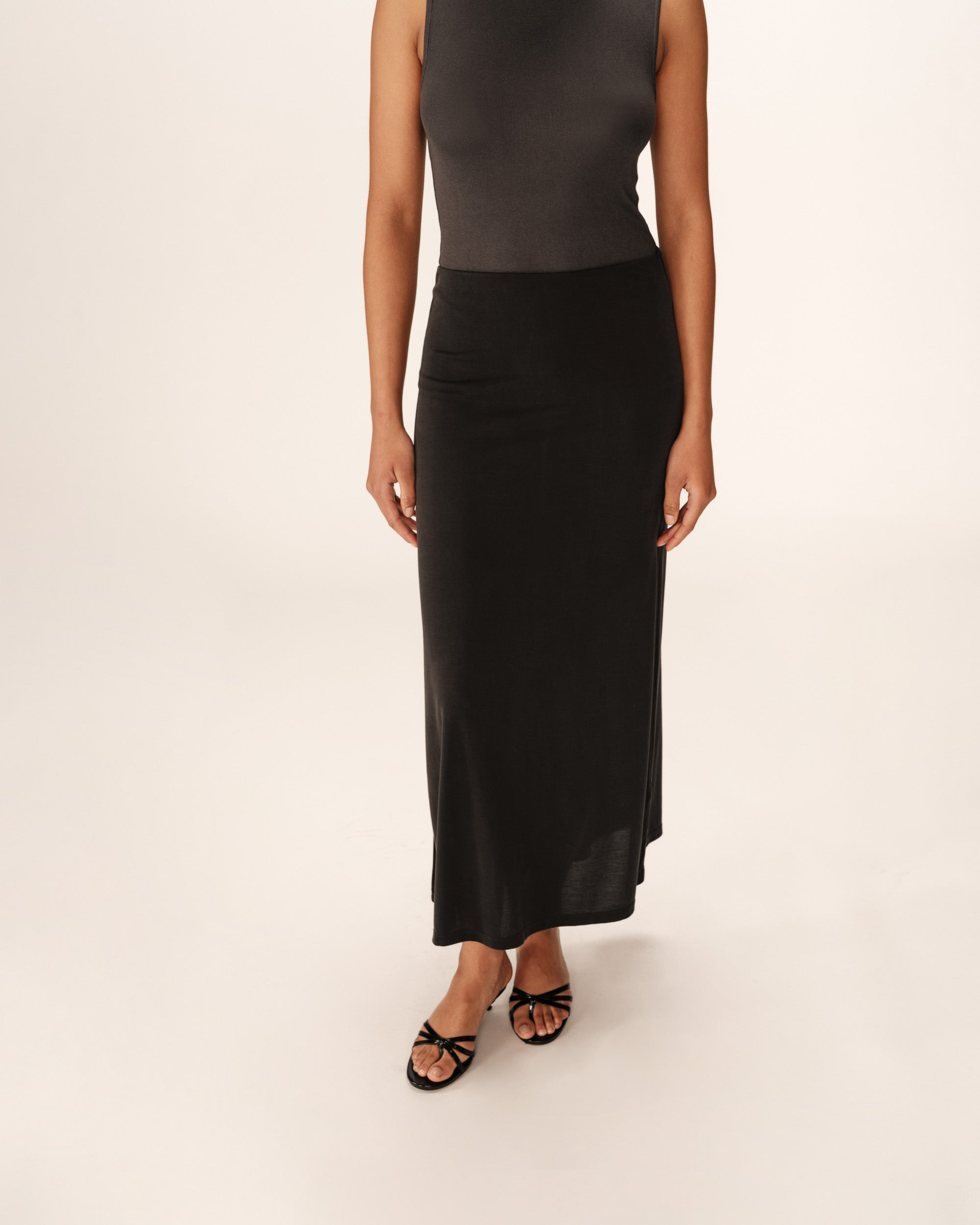 Jupe longue fluide anthracite Please