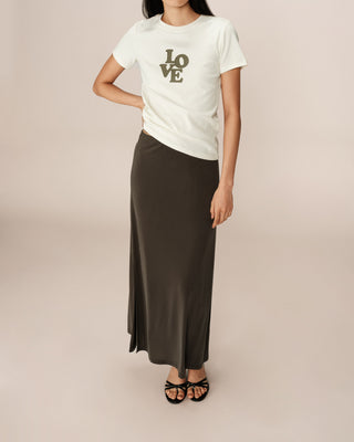 Jupe longue fluide kaki Please