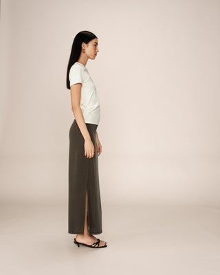 Jupe longue fluide kaki Please