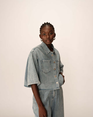 Chemise oversize denim sky blue Pomona
