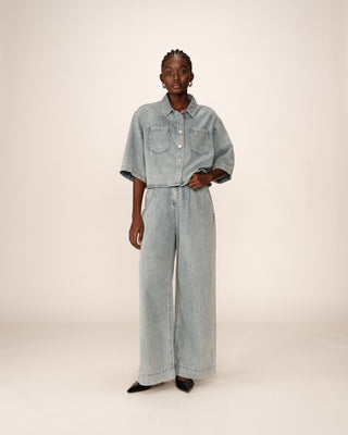 Chemise oversize denim sky blue Pomona