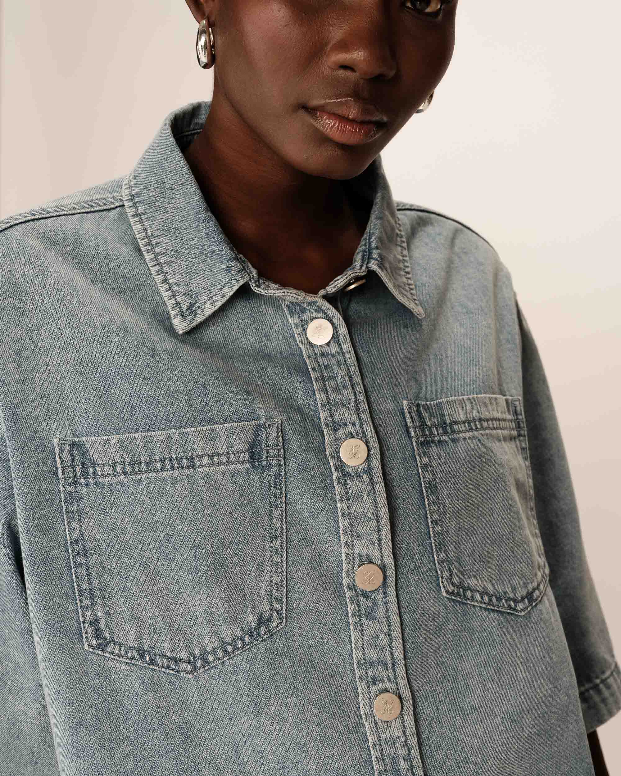Chemise oversize denim sky blue Pomona