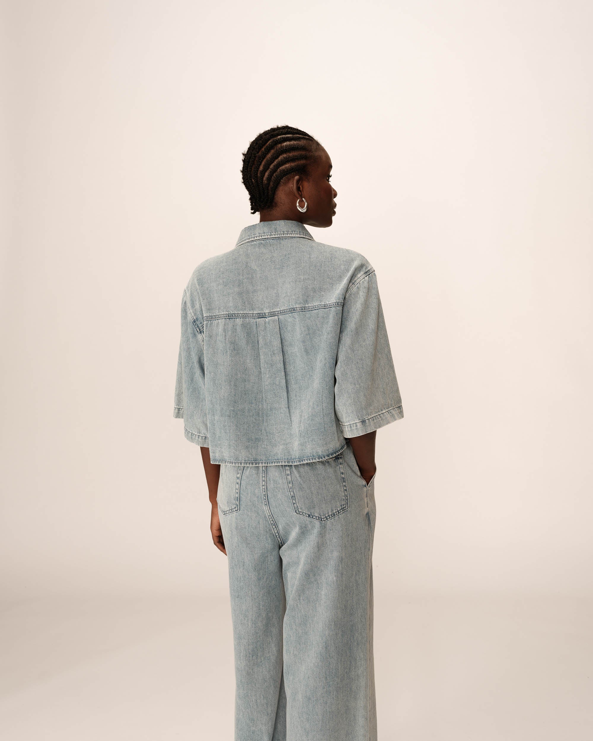 Chemise oversize denim sky blue Pomona