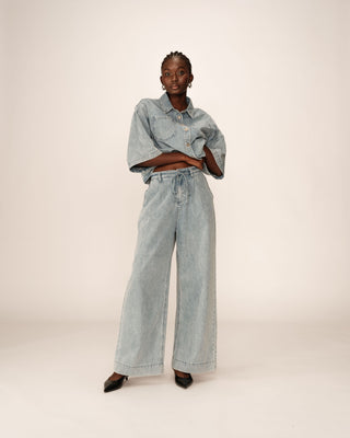 Oversized denim jeans sky blue Pompon