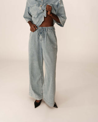 Oversized denim jeans sky blue Pompon