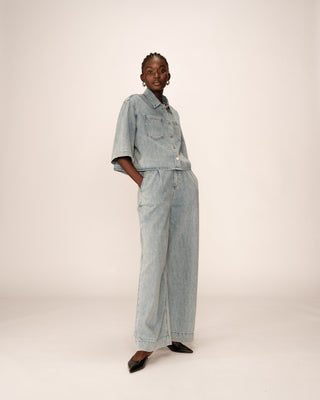 Oversized denim jeans sky blue Pompon