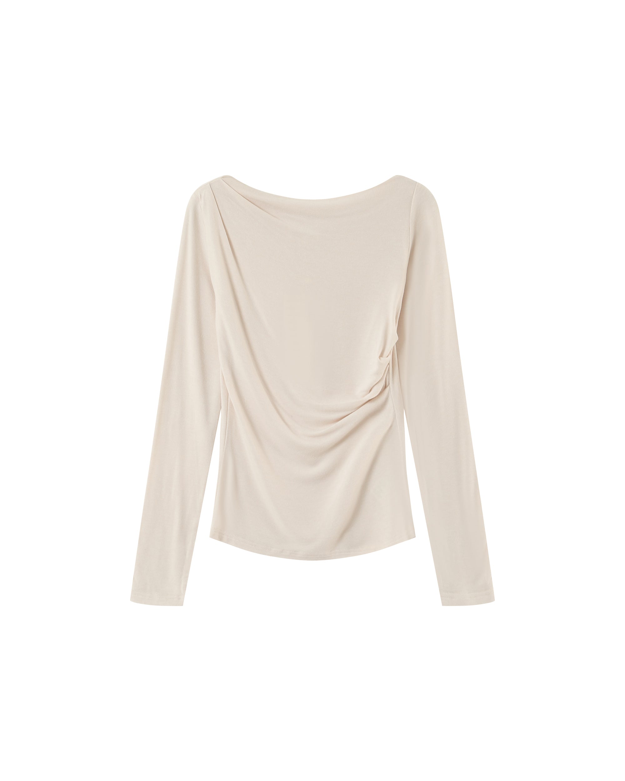 Draped long-sleeve top beige Ponti_13021