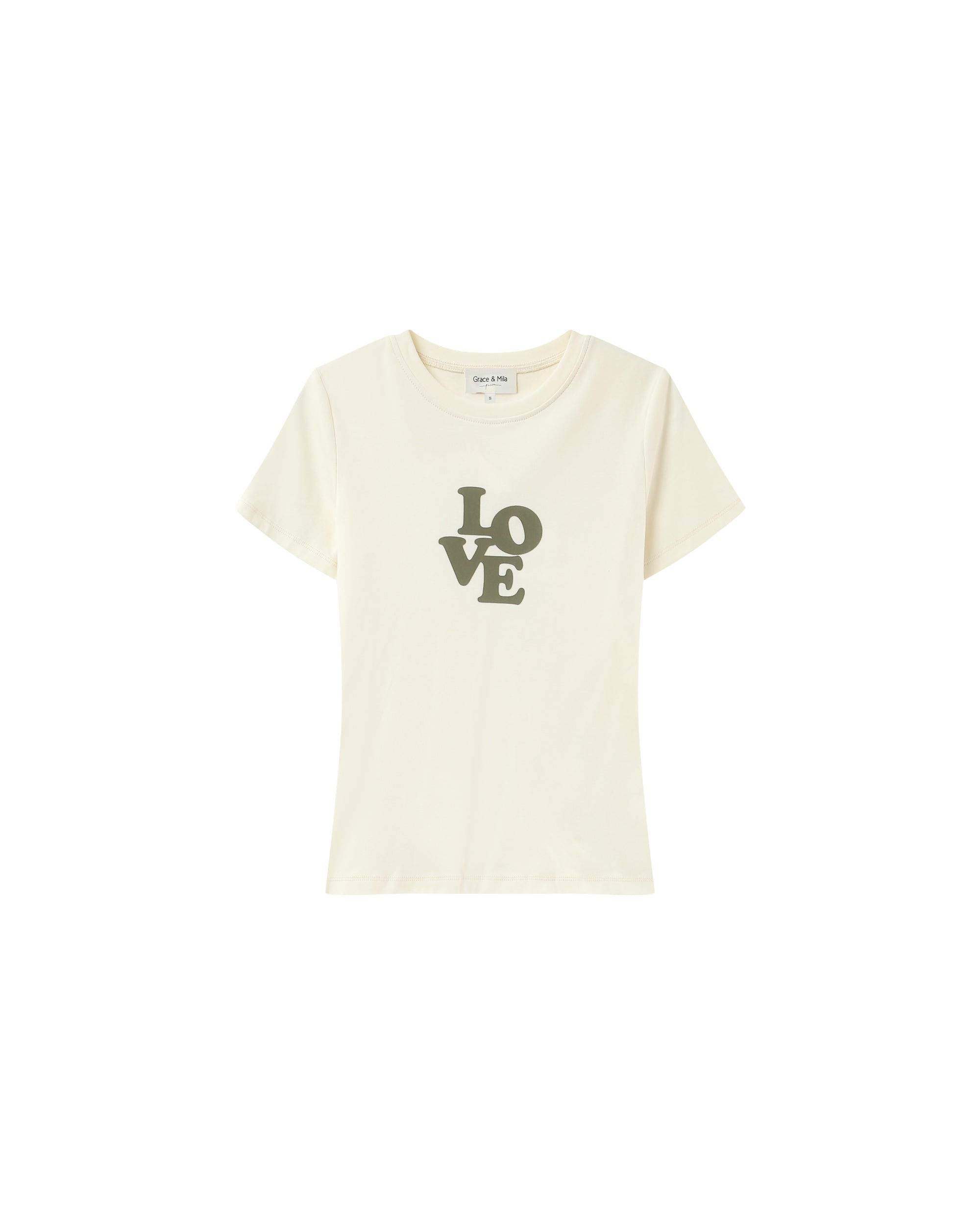 T-shirt message imprimé beige Poussin
