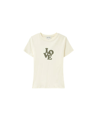 T-shirt message imprimé beige Poussin