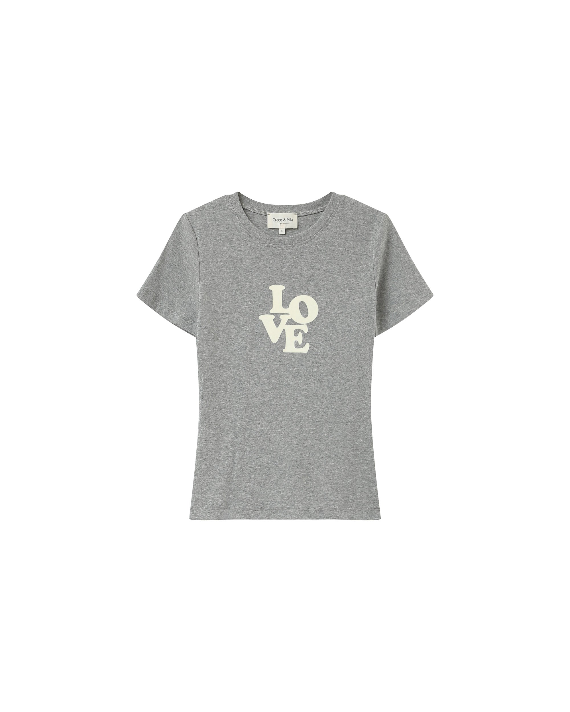 T-shirt message imprimé gris Poussin