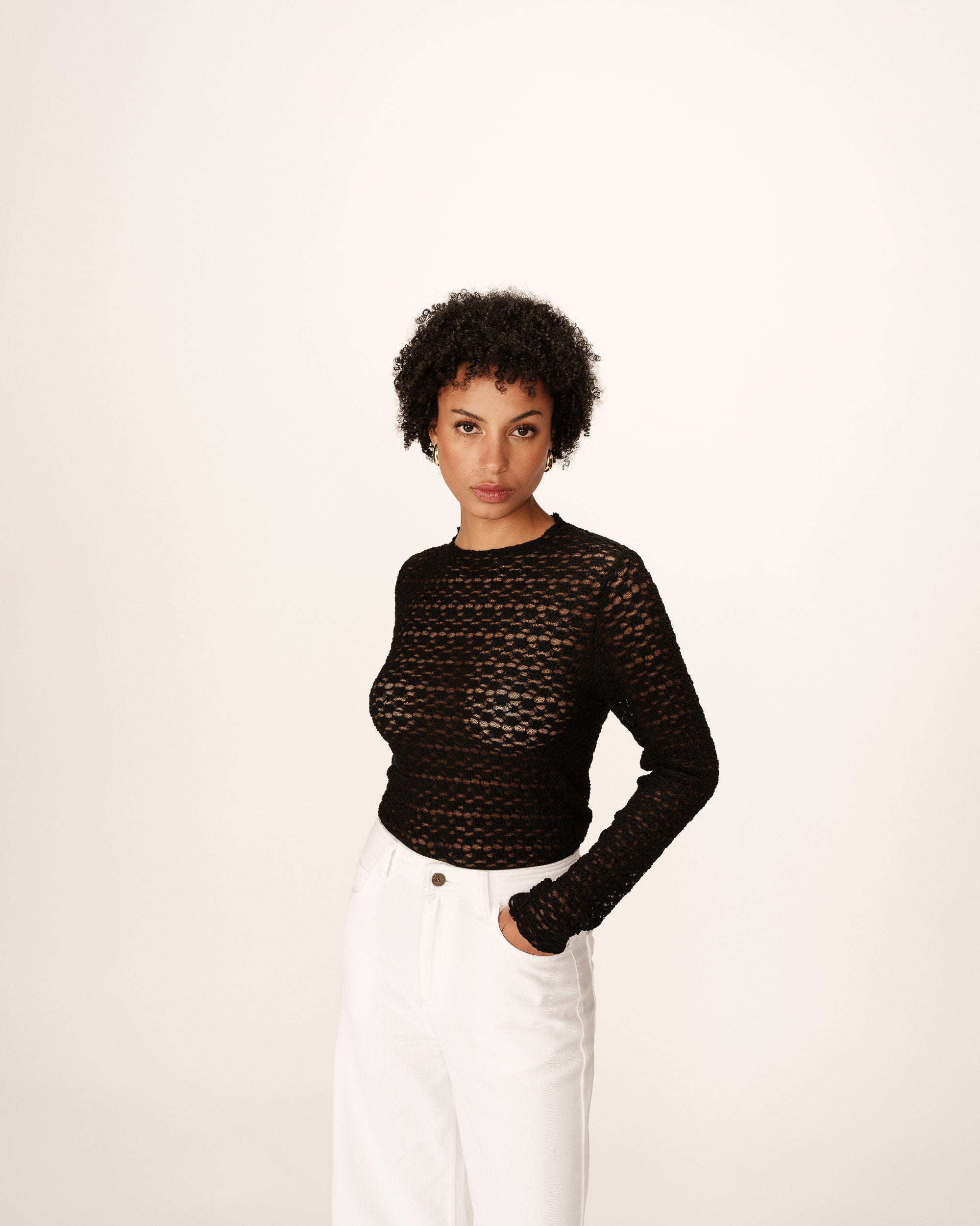 Transparent lace top black Prairie_13047