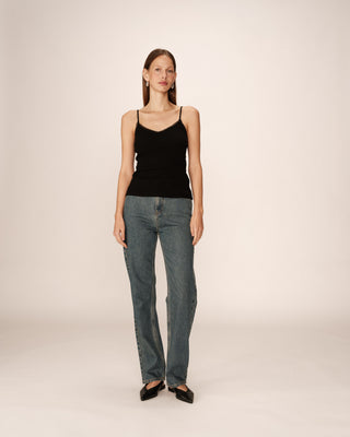 Top avec lisere en dentelle noir Presto