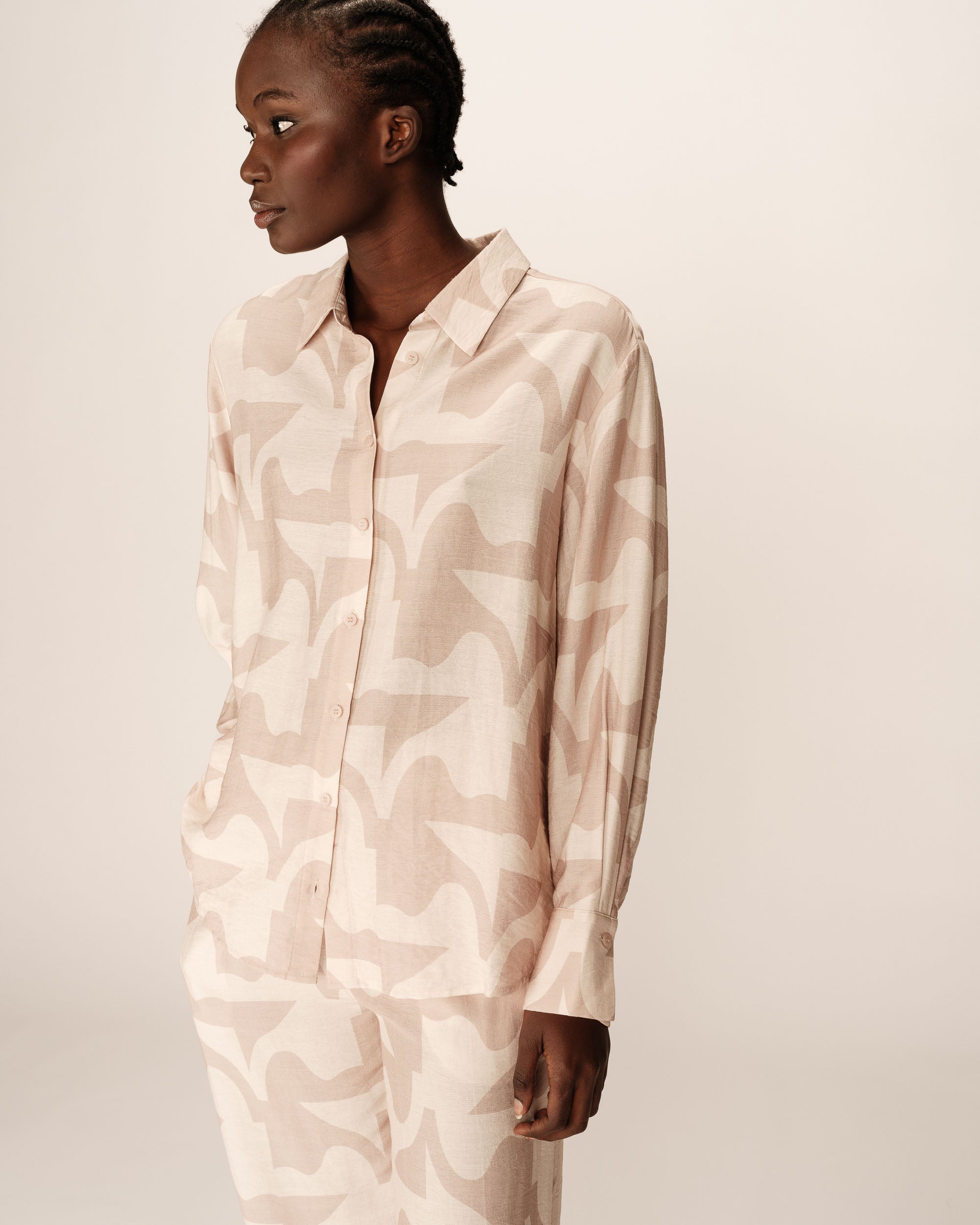 Patterned shirt beige Primo_13140