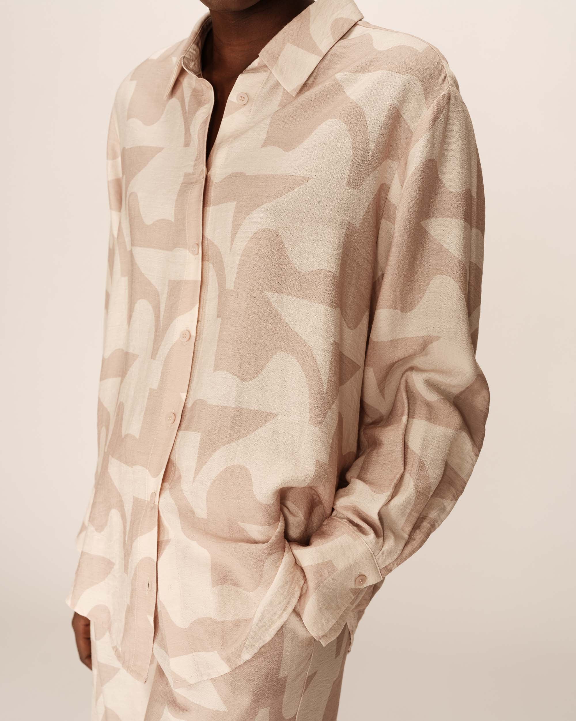 Patterned shirt beige Primo_13140