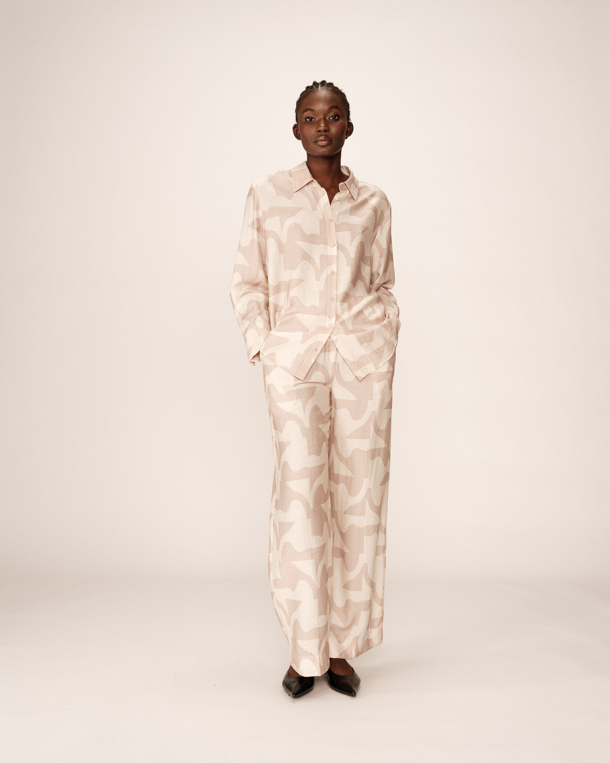 Patterned shirt beige Primo_13140