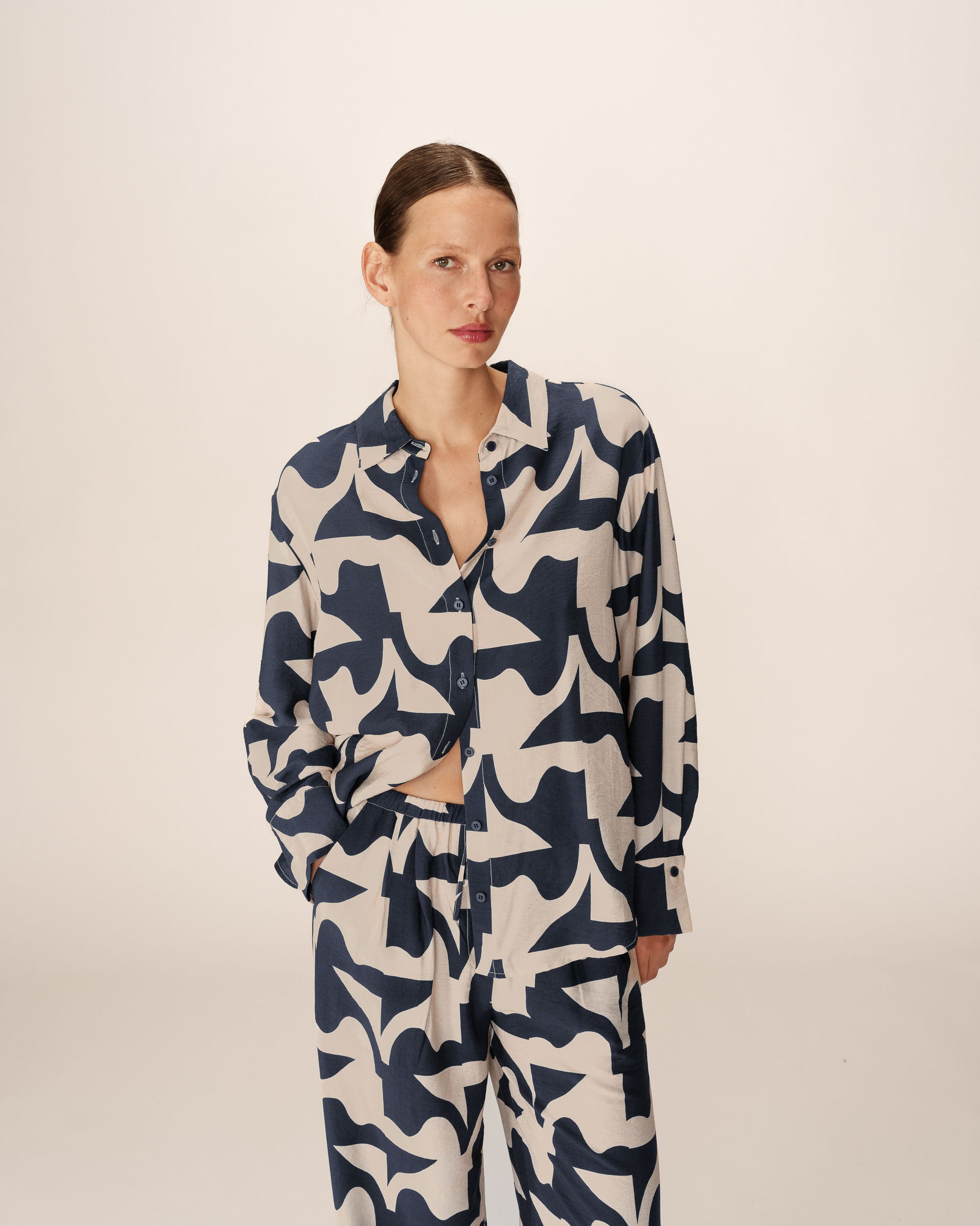 Patterned shirt navy Primo_13140