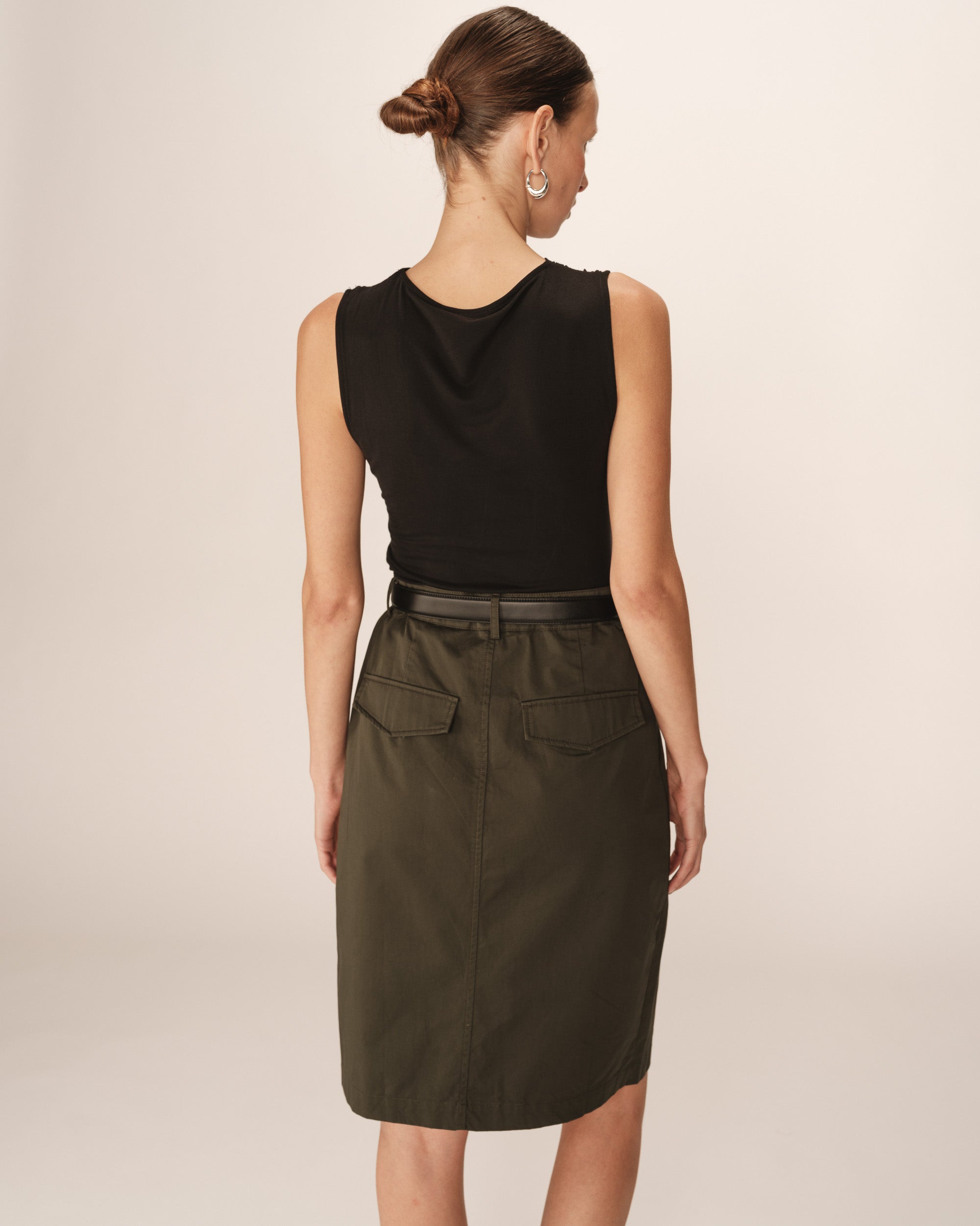 Top sans manches drape noir Pure