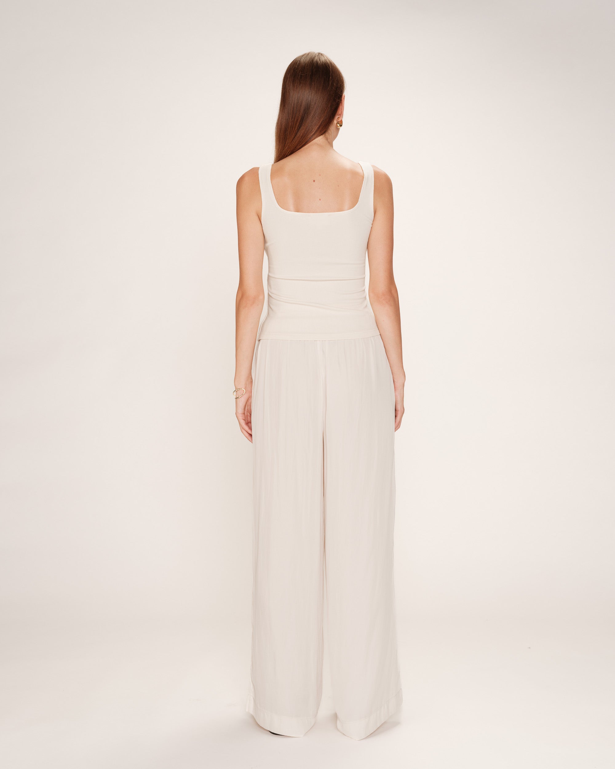 Pantalon large fluide ecru Rain