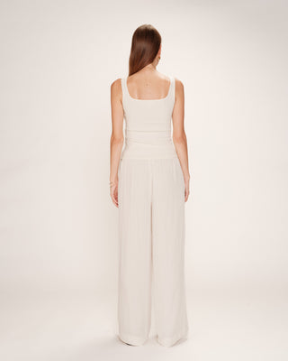 Pantalon large fluide ecru Rain