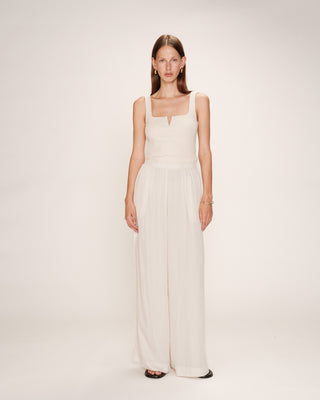 Pantalon large fluide ecru Rain