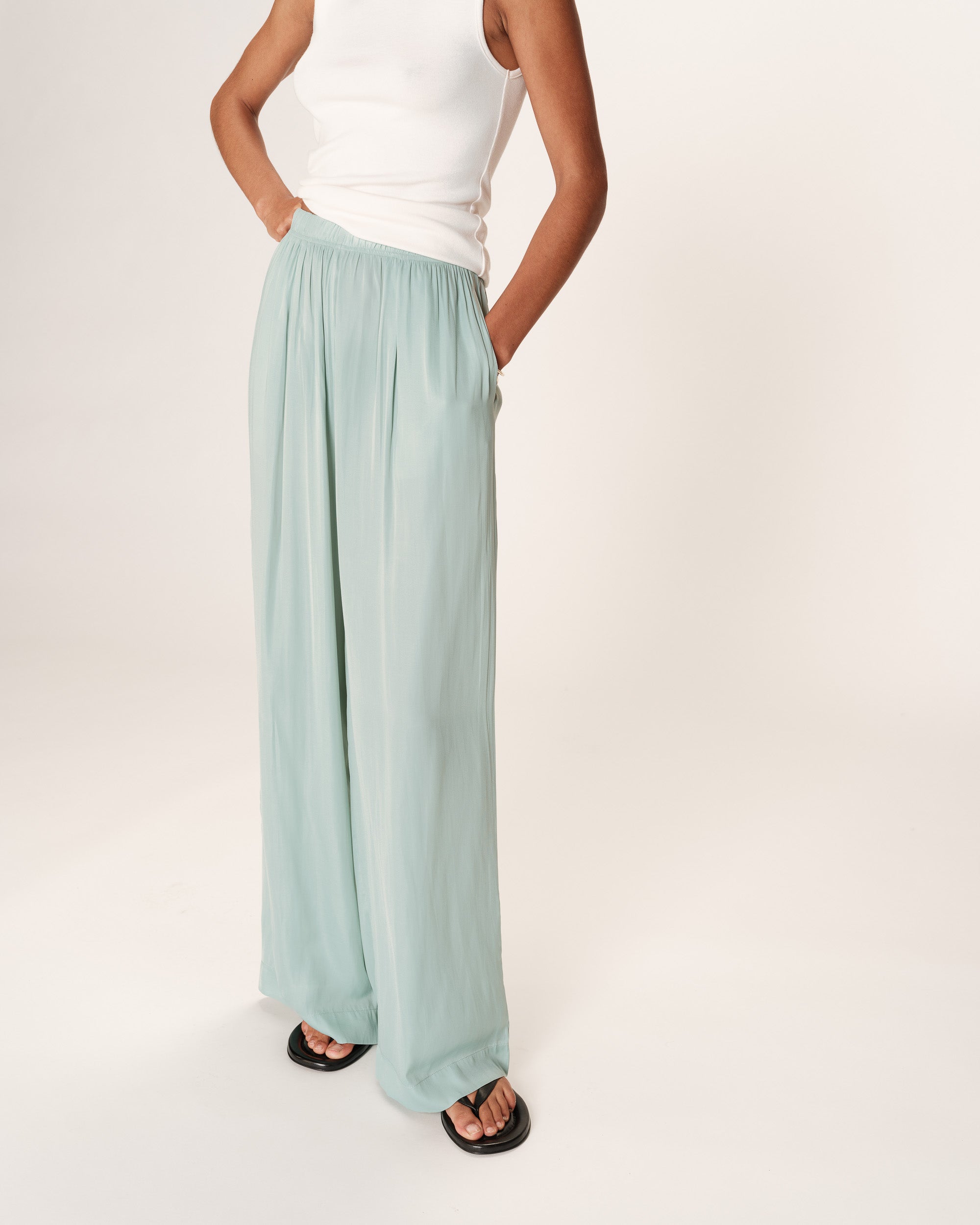 Pantalon large fluide vert Rain