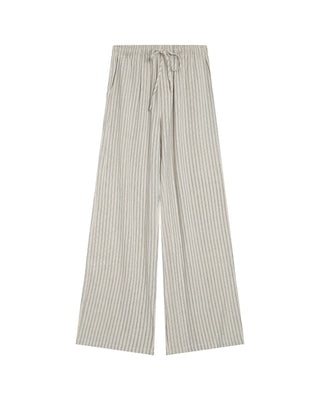 Pantalon raye en lin ecru Raven