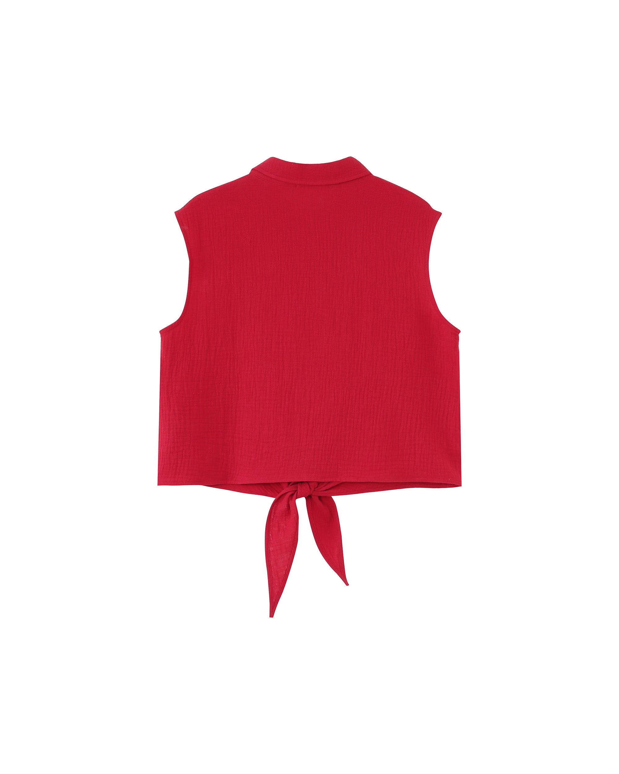 Knotted cotton shirt cerise Reglisse_13114
