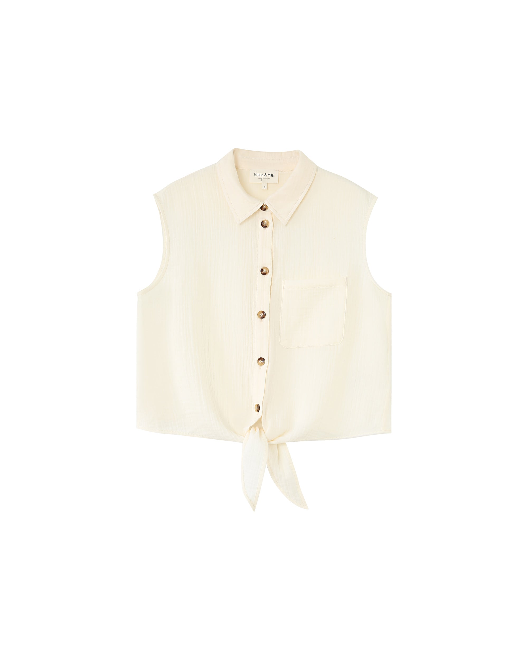 Knotted cotton shirt ecru Reglisse_13114