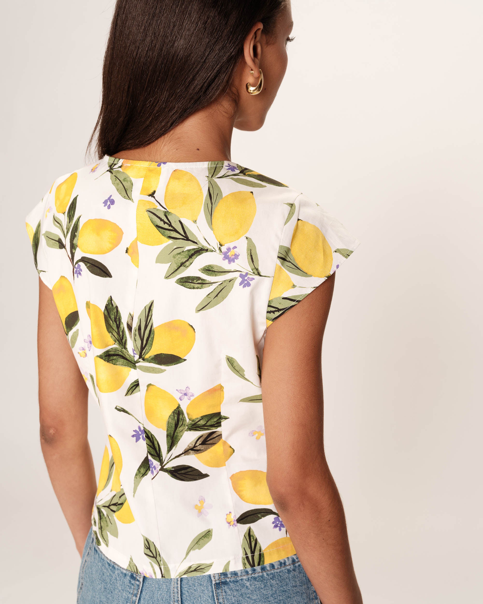 Lemon print blouse ecru Remy