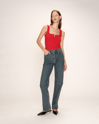 Debardeur a encolure carree rouge Rena