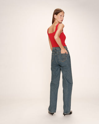 Debardeur a encolure carree rouge Rena