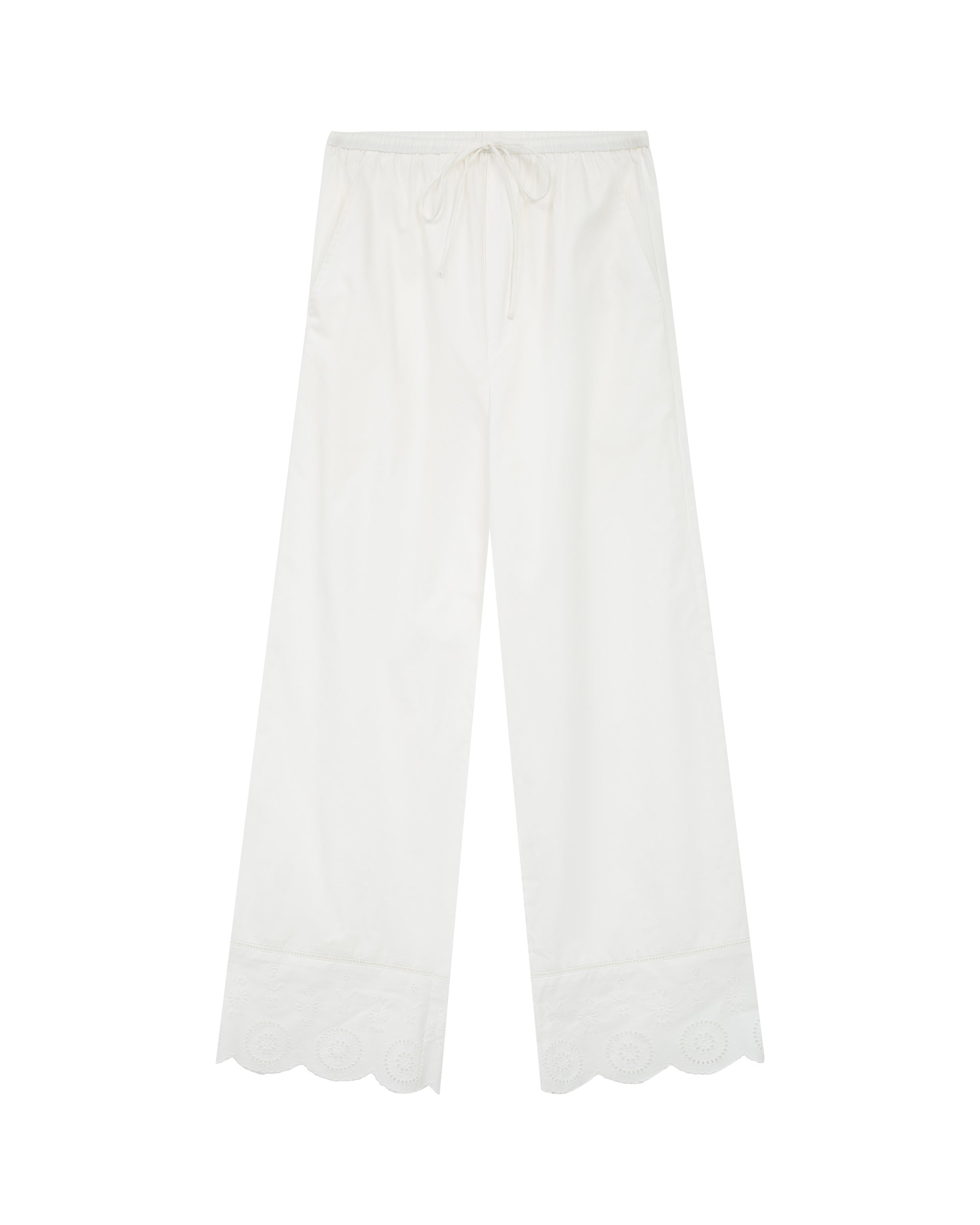 Eyelet embroidered trousers ecru Renoir_12928