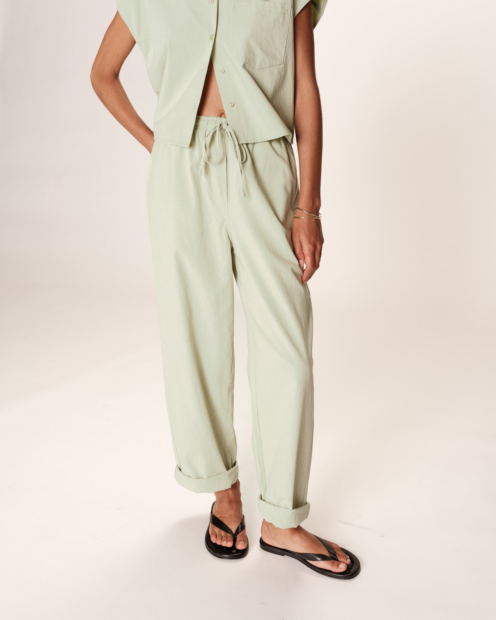 Straight cotton trousers menthe Rhode_13125