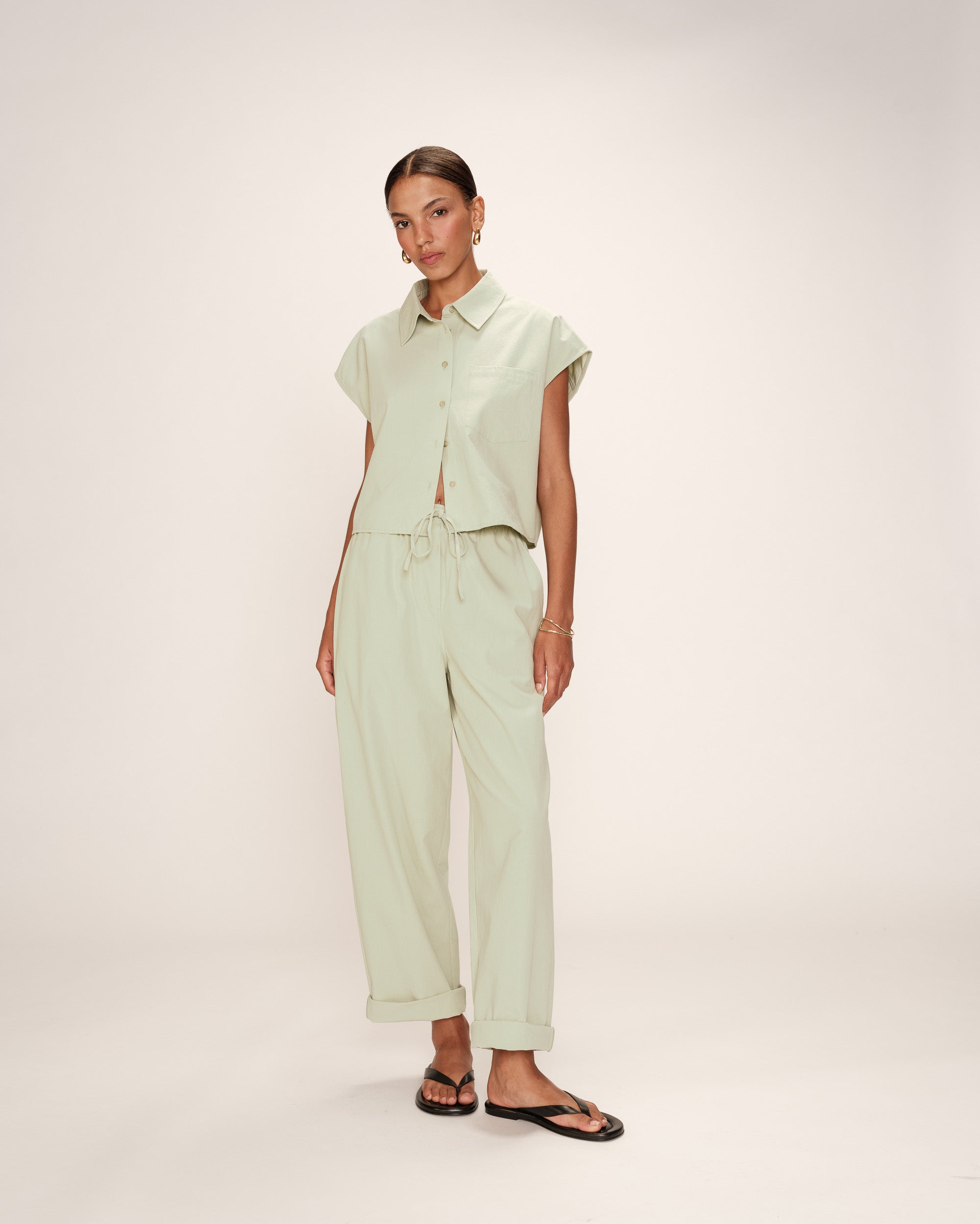 Straight cotton trousers menthe Rhode_13125