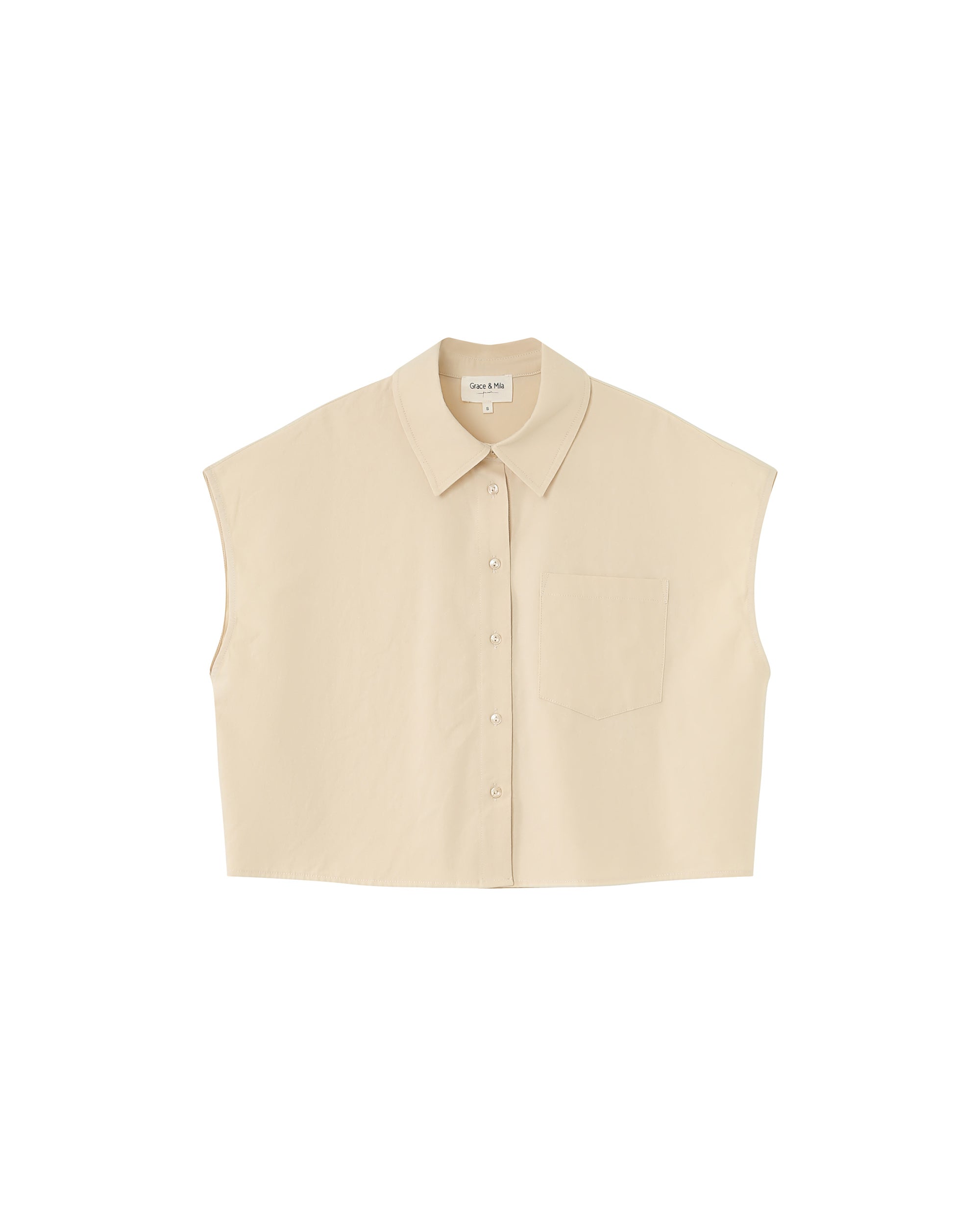 Short cotton shirt beige Rise_13228