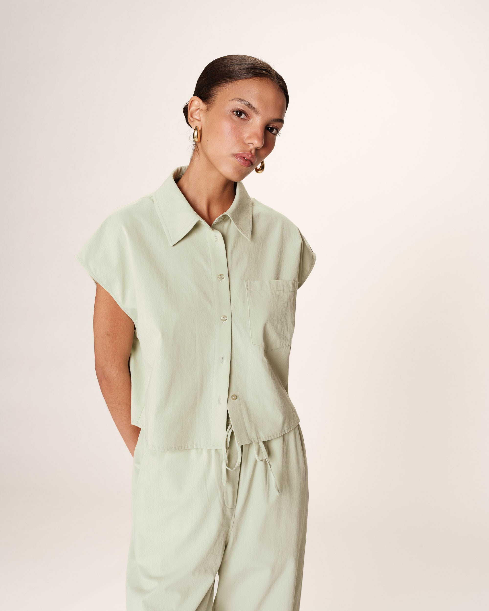 Short cotton shirt menthe Rise_13228