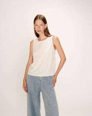 Top col rond en dentelle ecru Ritual