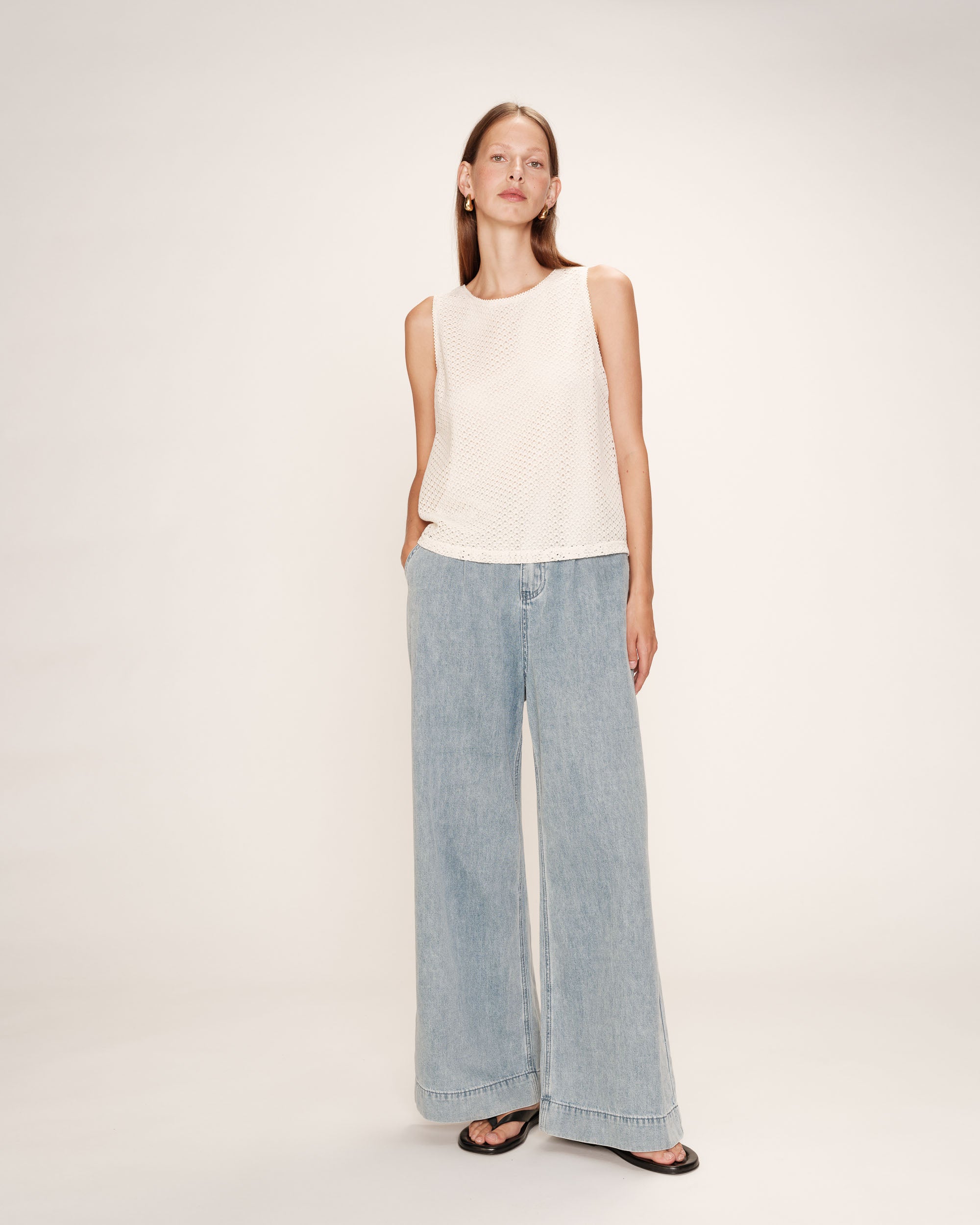 Top col rond en dentelle ecru Ritual