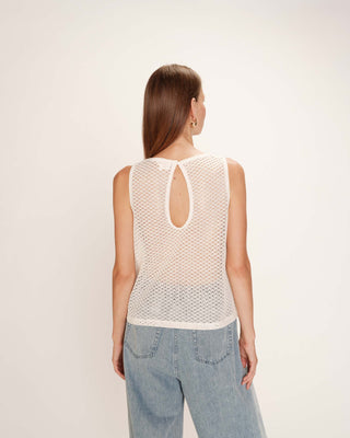 Top col rond en dentelle ecru Ritual