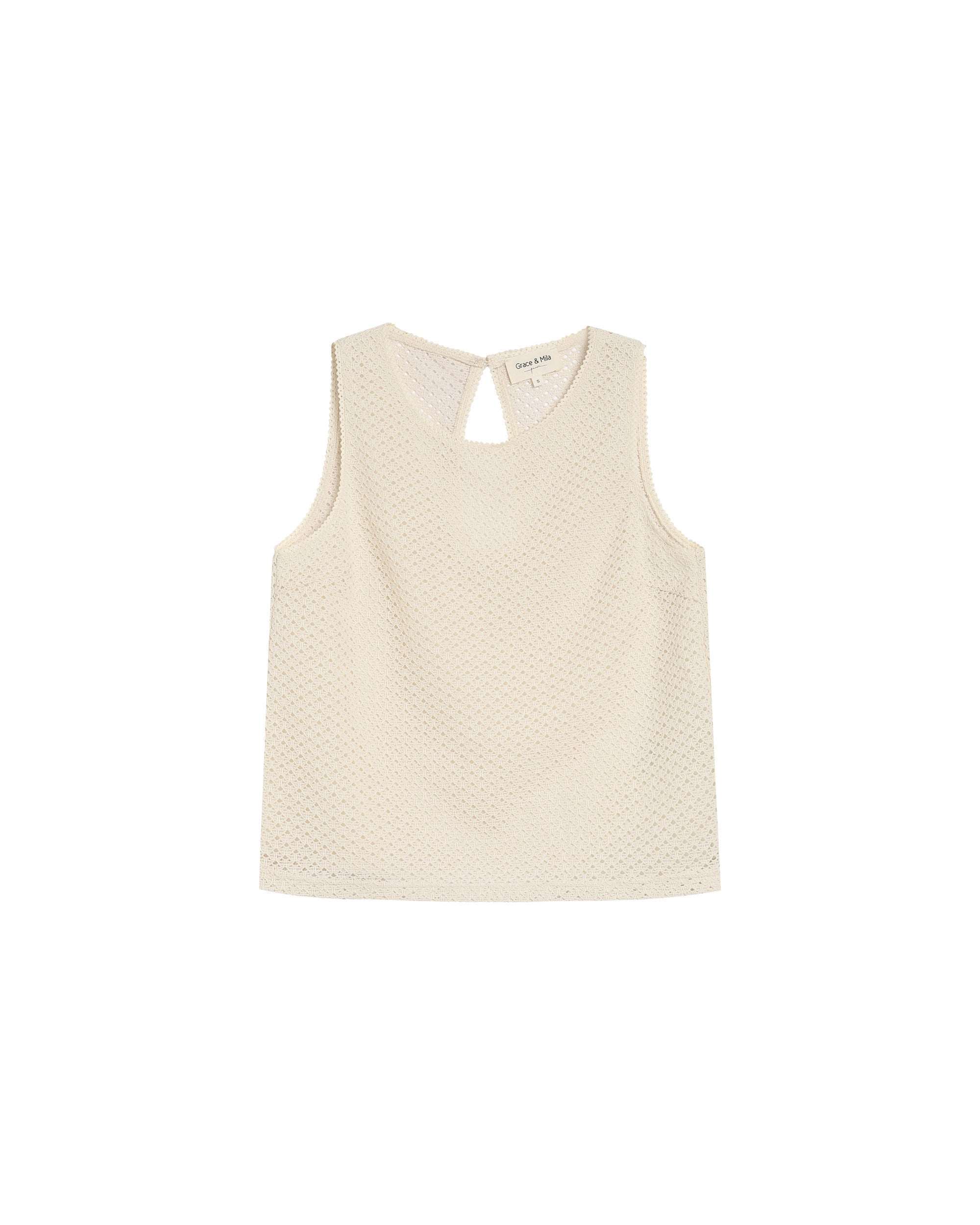 Top col rond en dentelle ecru Ritual