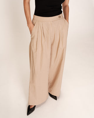 Pantalon droit en lin beige Robin