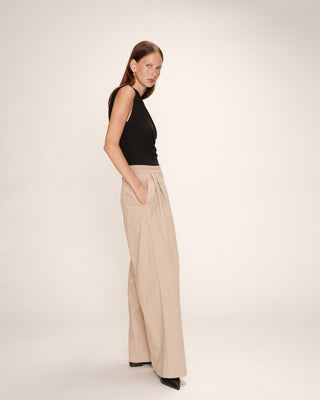 Pantalon droit en lin beige Robin