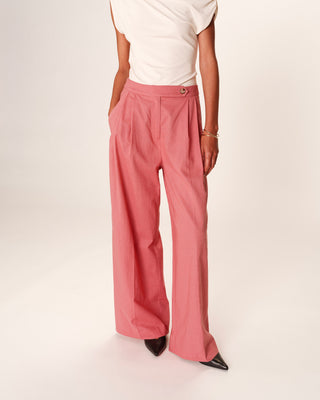 Pantalon droit en lin rose Robin