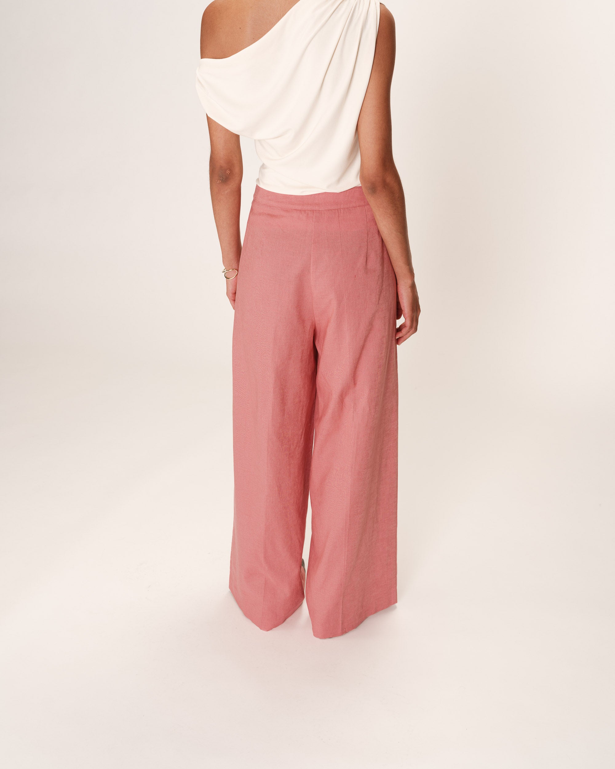 Pantalon droit en lin rose Robin