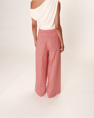 Pantalon droit en lin rose Robin